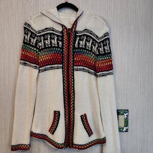 Llamas Alpaca Hoodie Sweater L